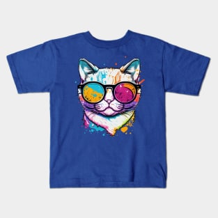 Colorful Cool Cat Kids T-Shirt